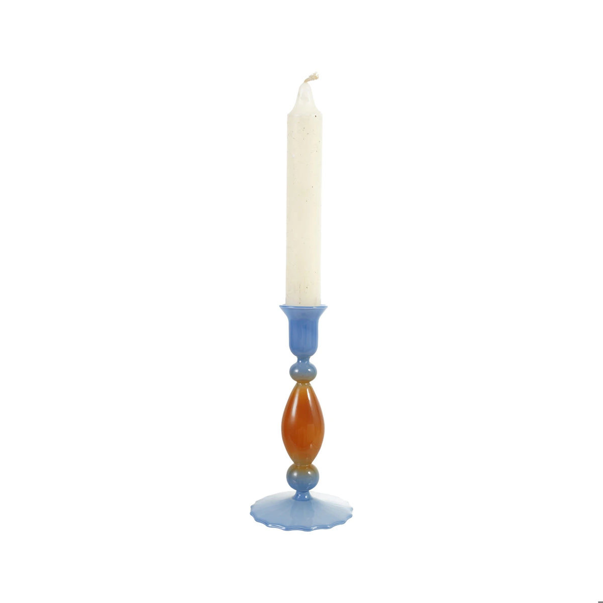Glass Two-Tone Taper Holder, Blue & Brown