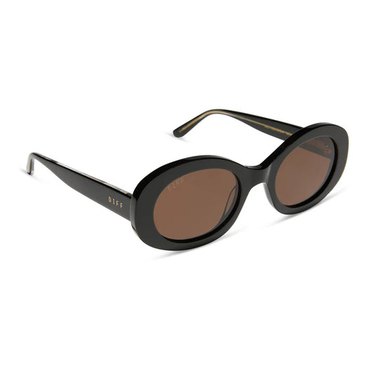 DIFF Sunglasses - Lainey Black + Brown Polarized