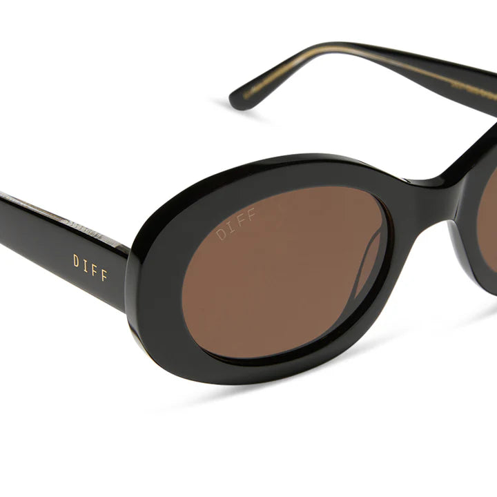 DIFF Sunglasses - Lainey Black + Brown Polarized