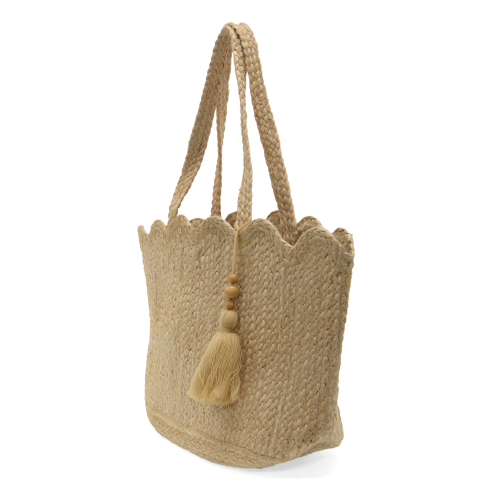 Jovi Scalloped Hem Jute Tote