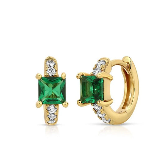 Elizabeth - Emerald Huggie Hoops