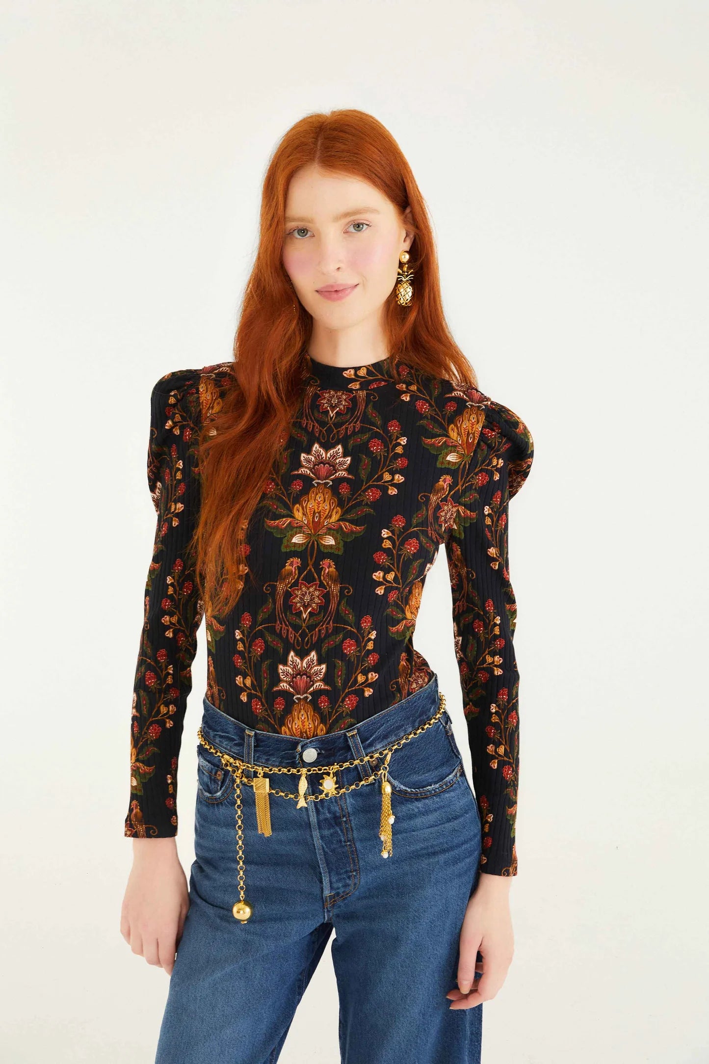 Farm Rio - Berry Garden Black Bodysuit