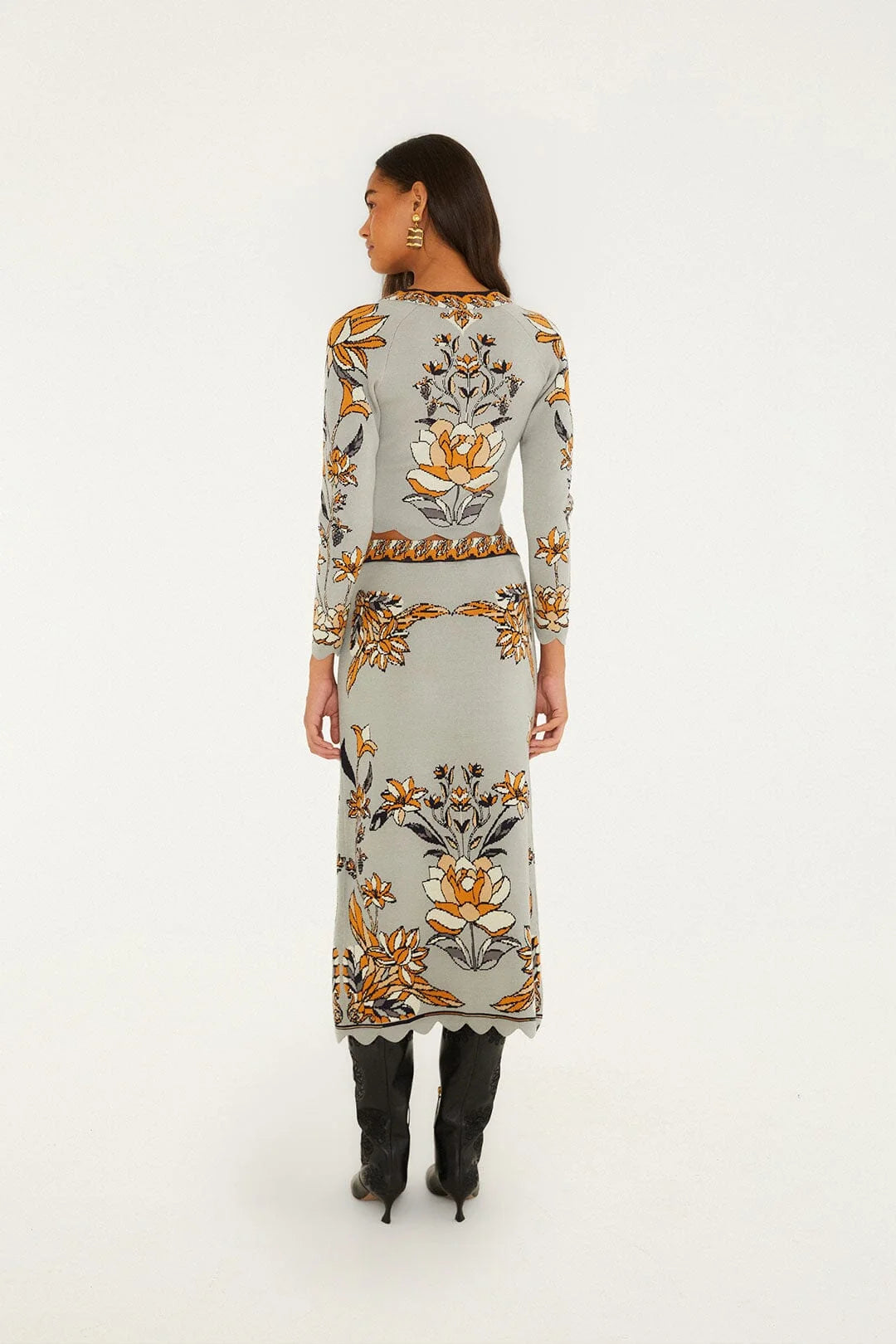 Farm Rio - Stained Glass Beauty Grey Knit Skirt