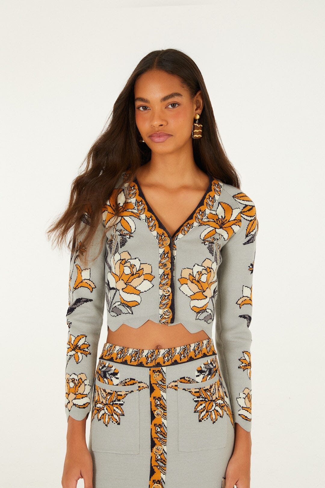 Farm Rio - Stained Glass Beauty Grey Knit Top