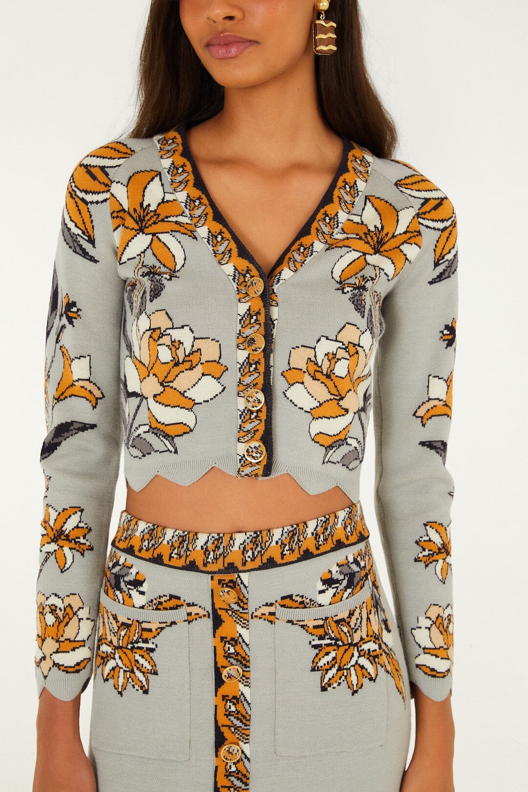 Farm Rio - Stained Glass Beauty Grey Knit Top