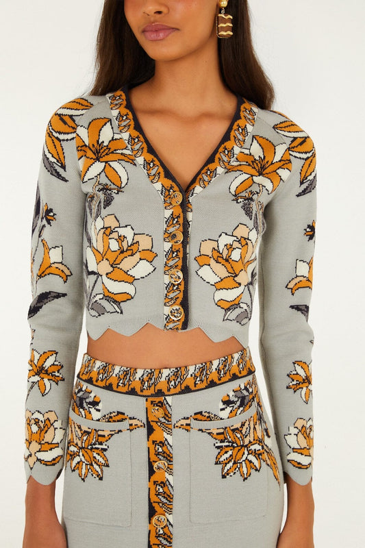 Farm Rio - Stained Glass Beauty Grey Knit Top