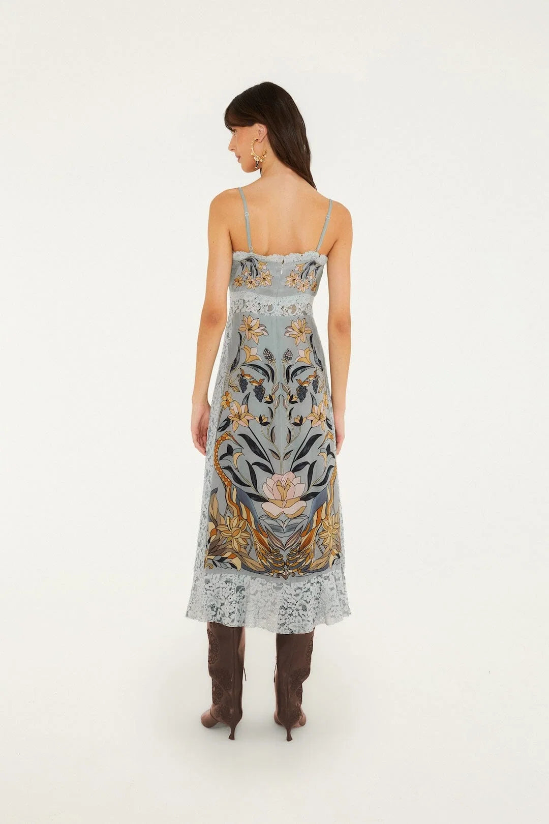 Farm Rio - Stained Glass Beauty Blue Slip Midi Dress