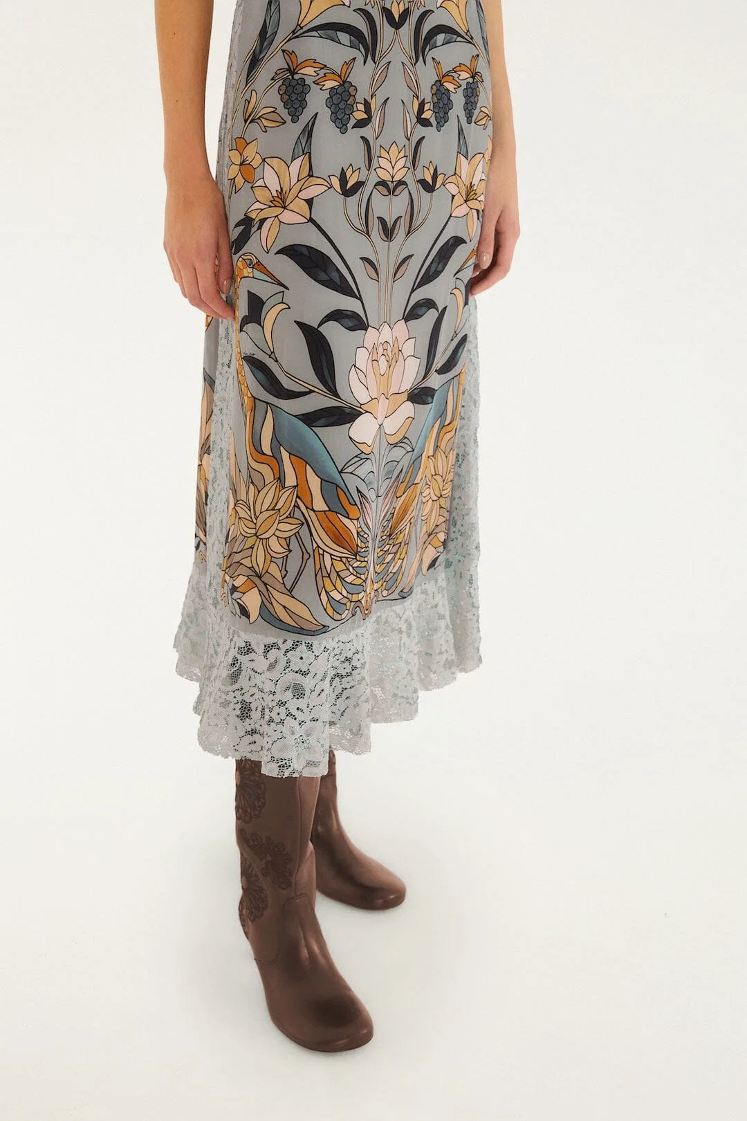 Farm Rio - Stained Glass Beauty Blue Slip Midi Dress