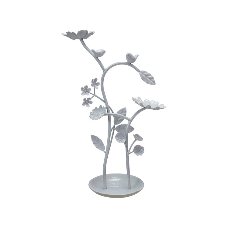 Metal Jewelry Holder w Flowers & Birds