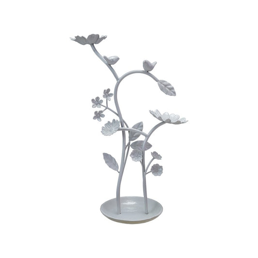 Metal Jewelry Holder w Flowers & Birds