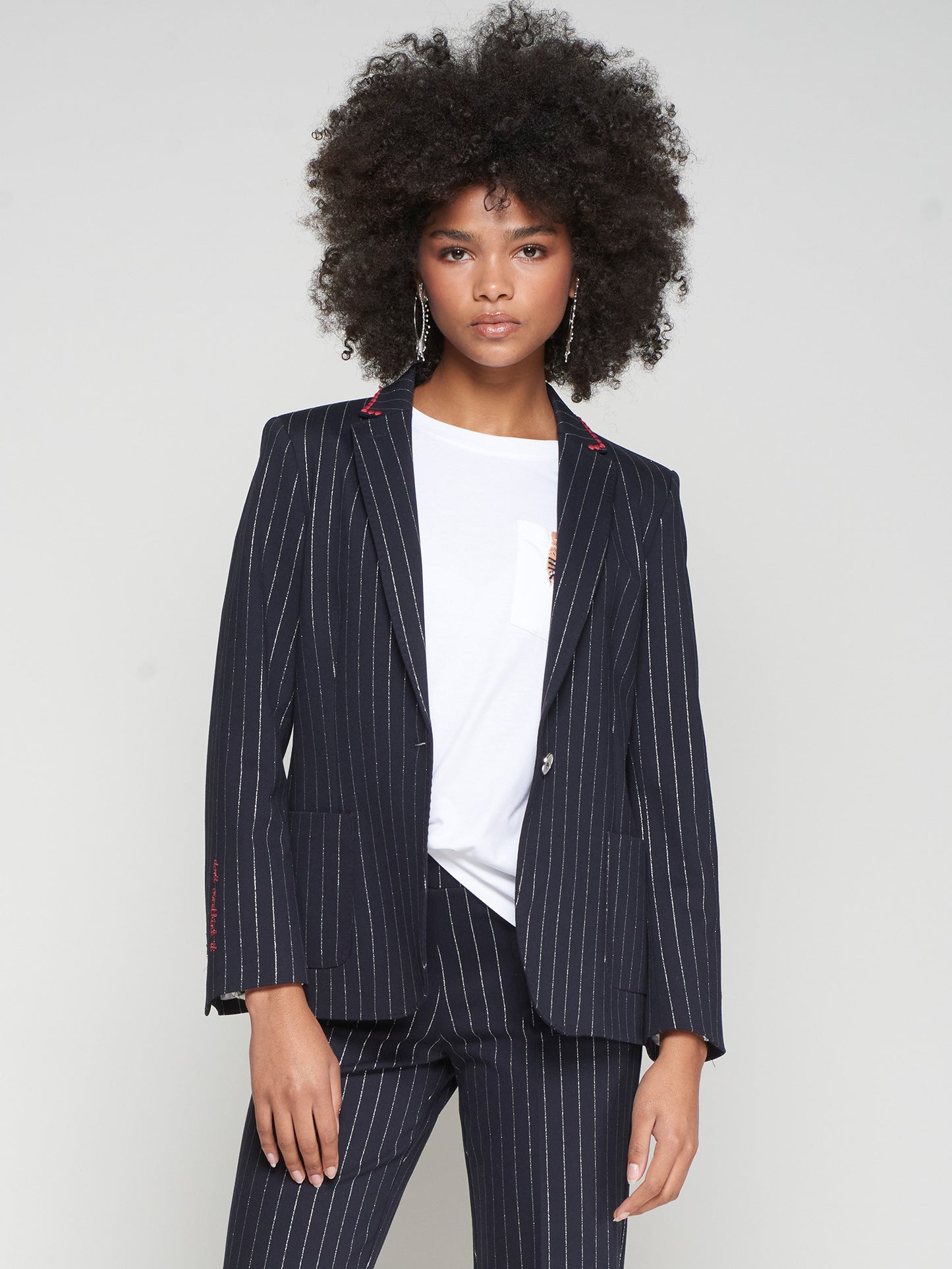 Vilagallo - Navy Pinstripe Blazer