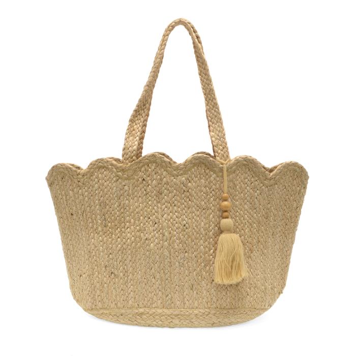 Jovi Scalloped Hem Jute Tote
