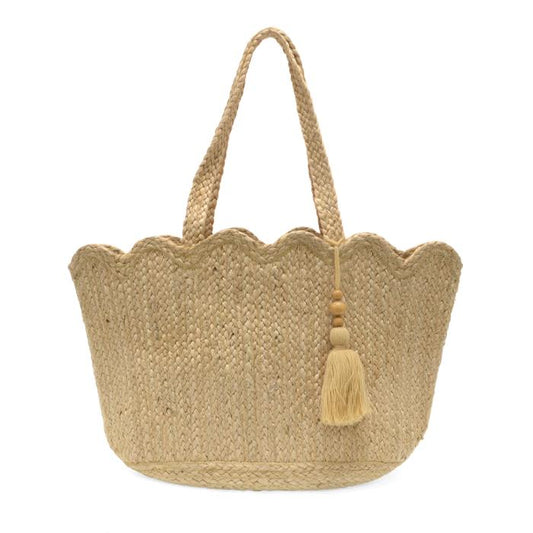 Jovi Scalloped Hem Jute Tote
