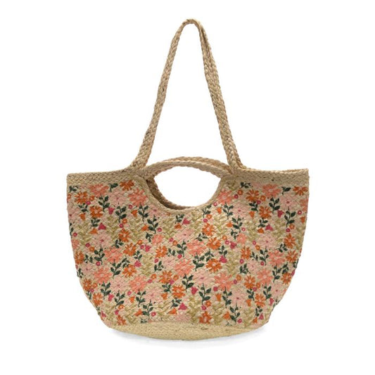 Anya Jute Tote Painted Daisies