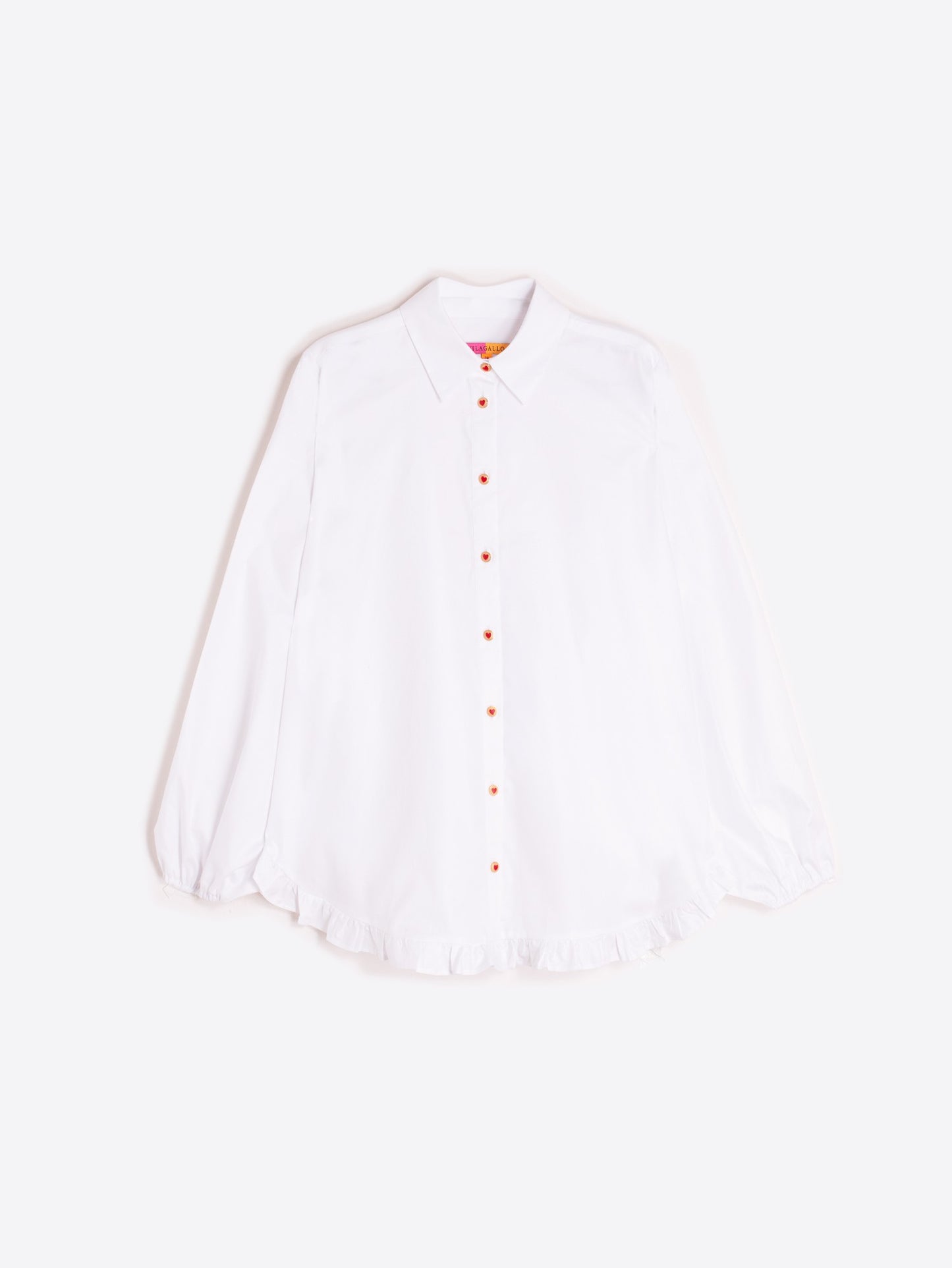 Vilagallo - White Ruffle Heart Shirt