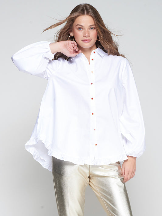 Vilagallo - White Ruffle Heart Shirt
