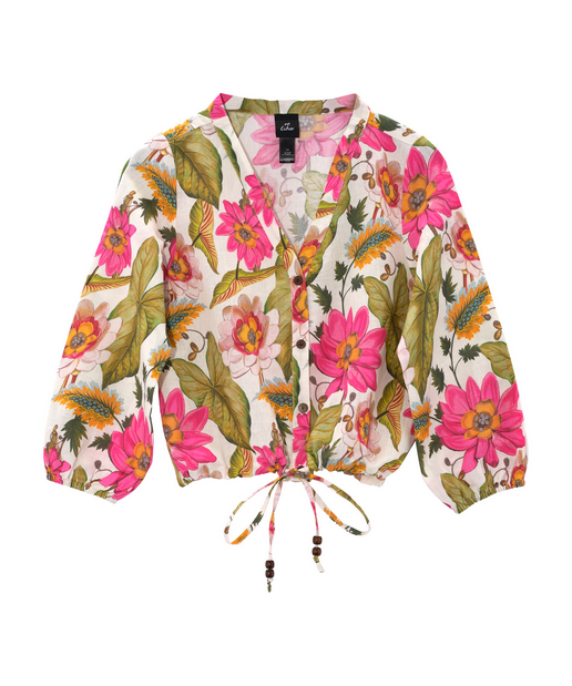 Tropical Floral Blouson Top