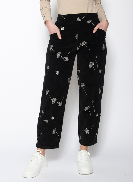 Embroidered Cord Trousers