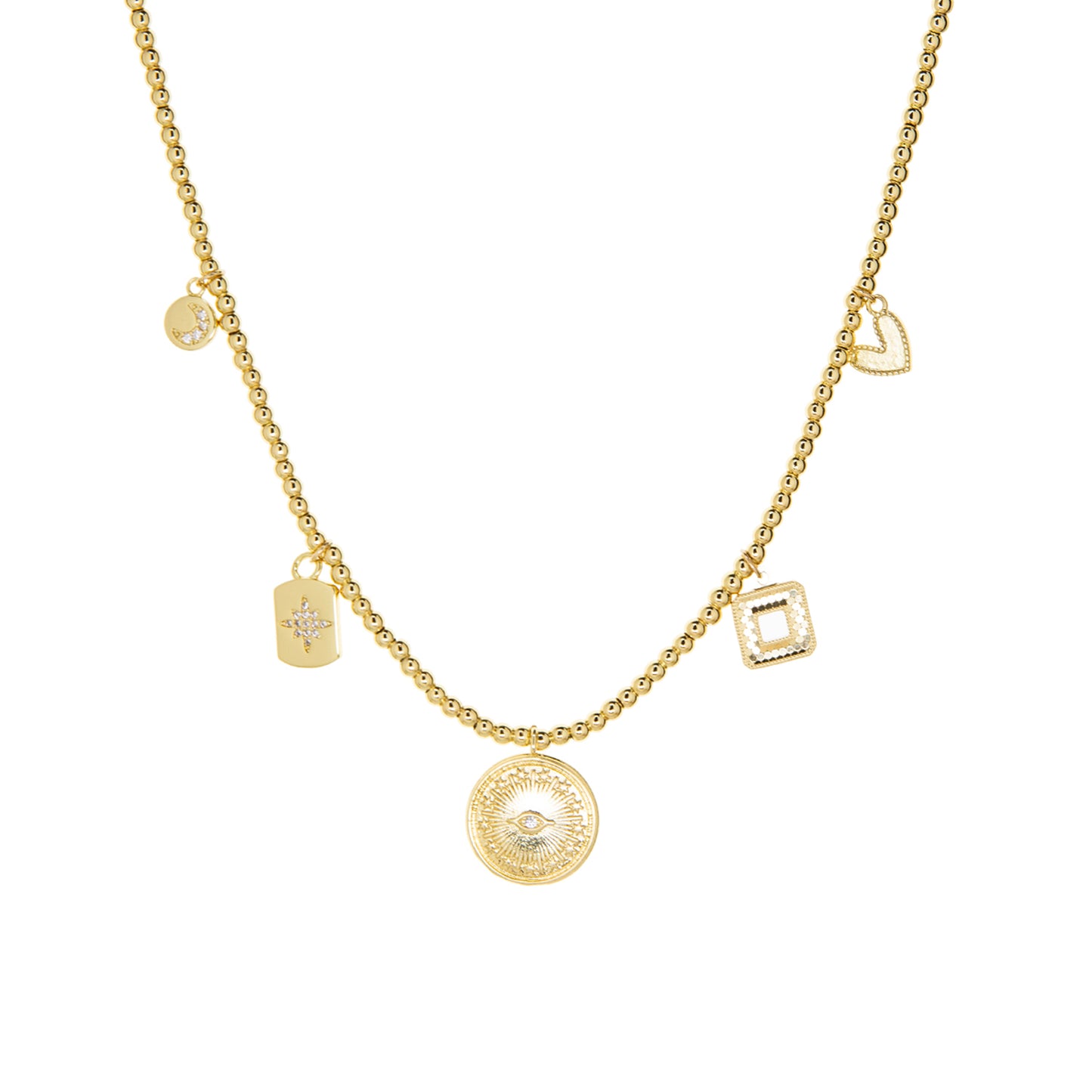 Starburst, Evil eye, and Heart Necklace