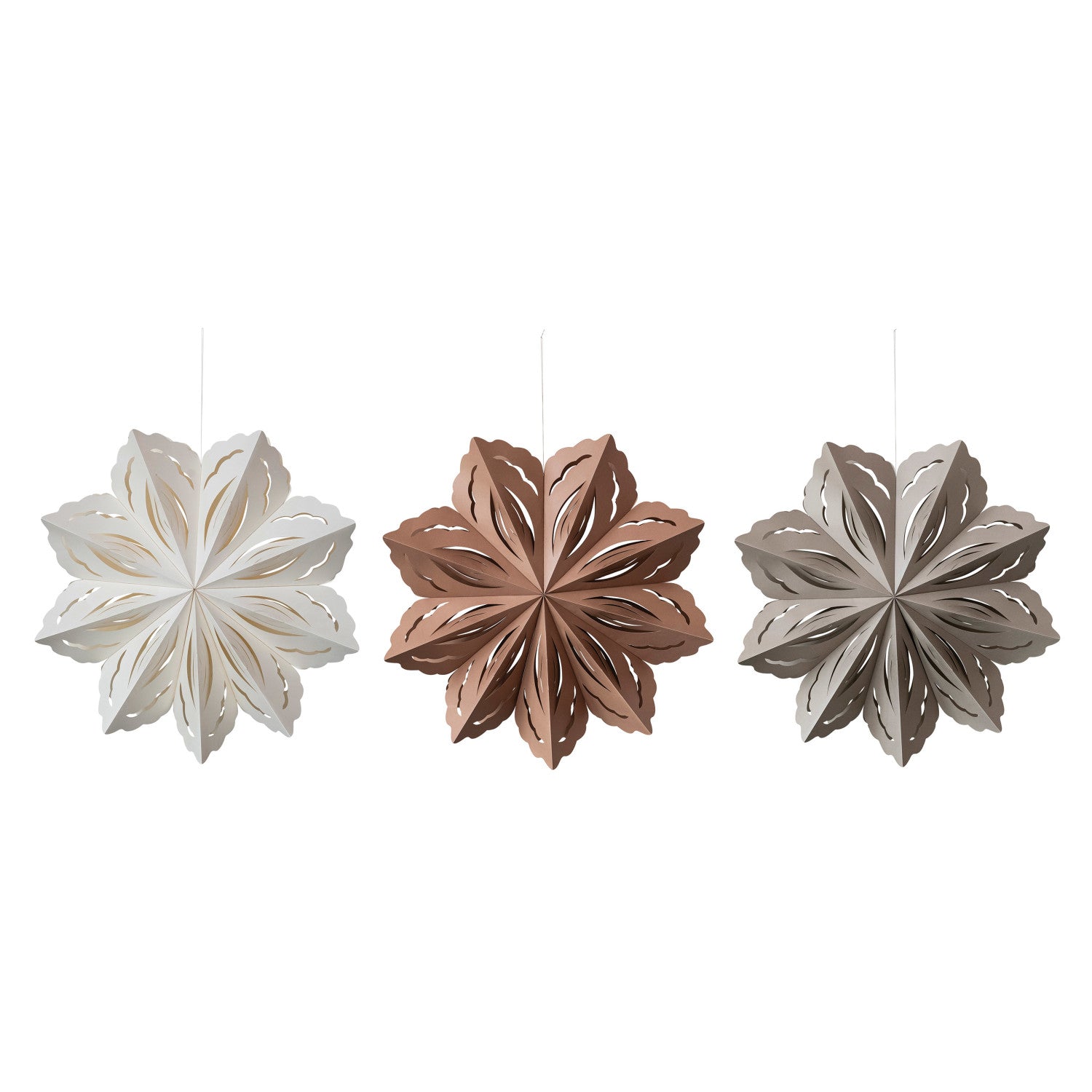 Recycled Paper Folding Snowflake Ornament, 3 Colors
